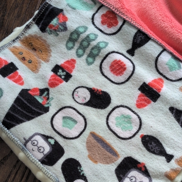 Handmade Sushi Flannel and Minky Fabric Infinity Cowl Ring Scarf - Picture 3 of 8